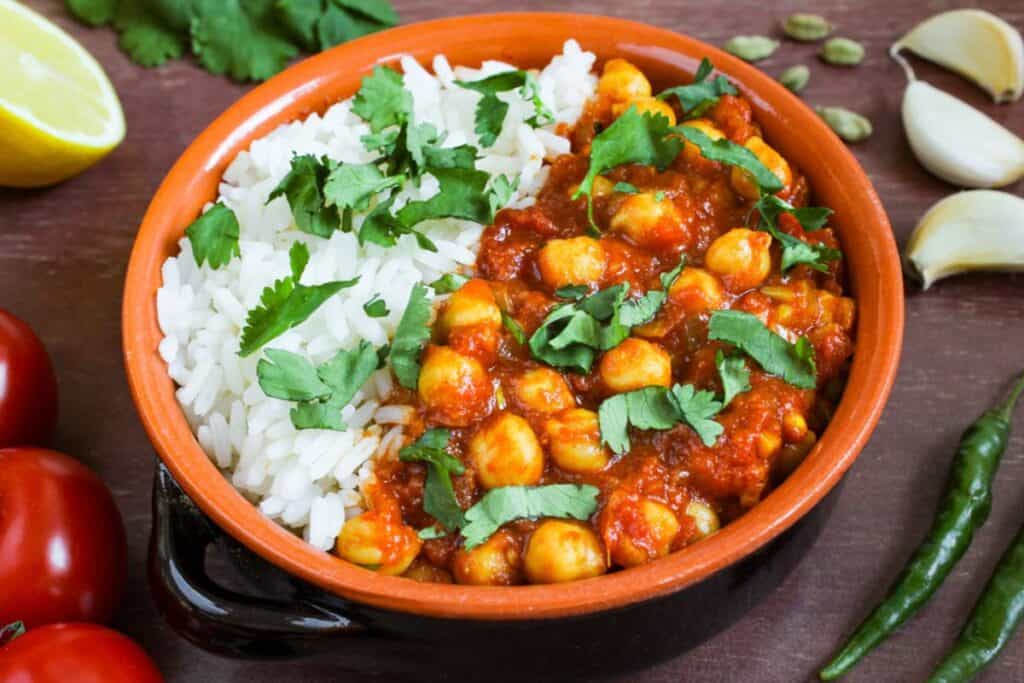 Vegan chana masala recipe with chickpeas