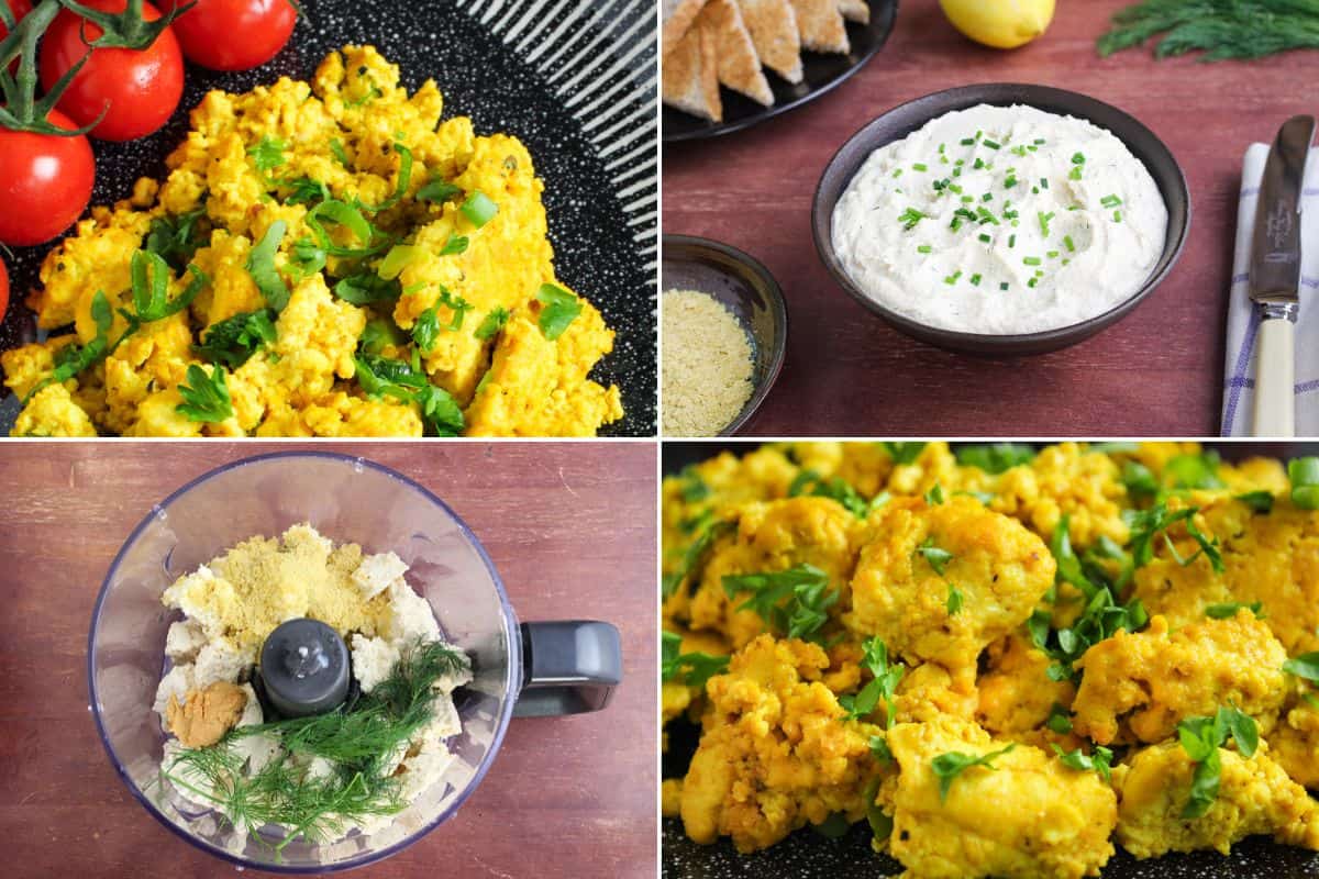Gallery of vegan recipes with tofu – tofu scramble, cream cheese