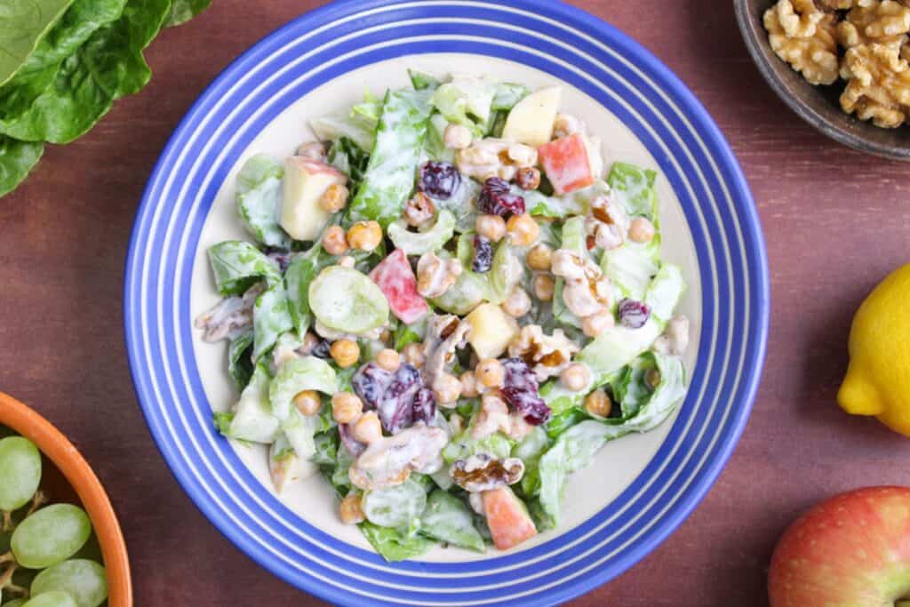 Vegan Waldorf salad with chickpeas