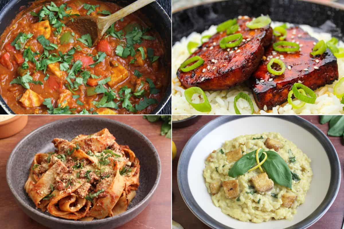Examples of dishes where tofu is paired with other ingredients