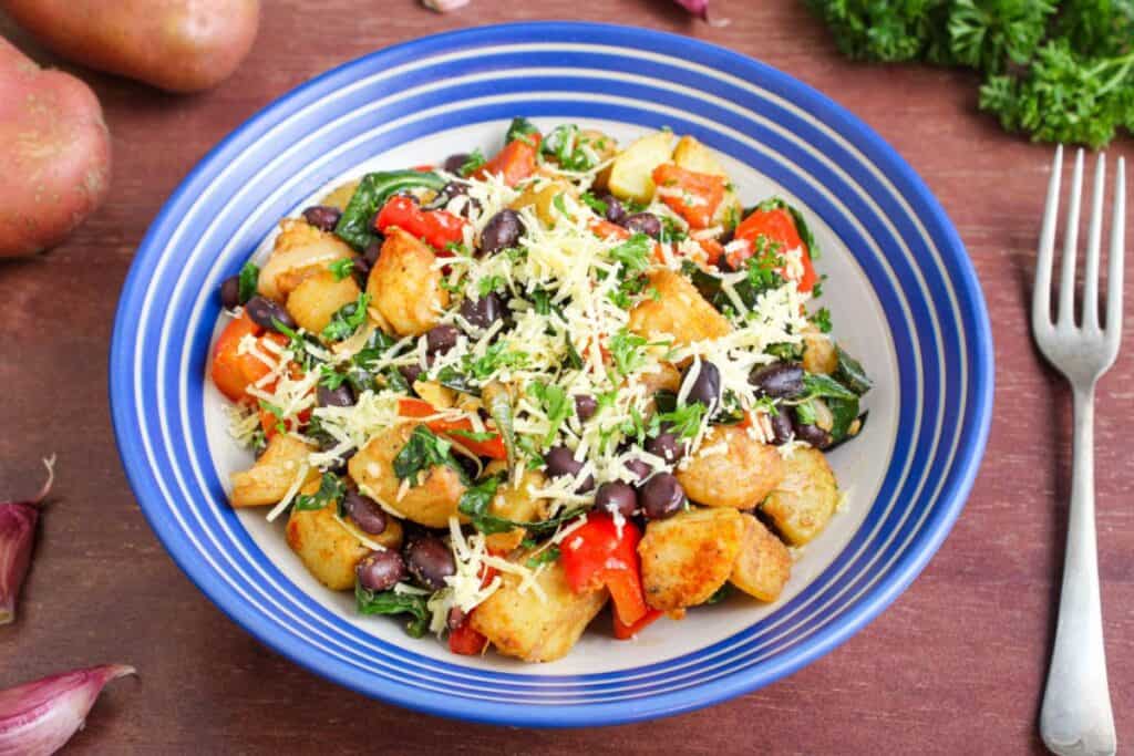 Vegan potato hash in bowl