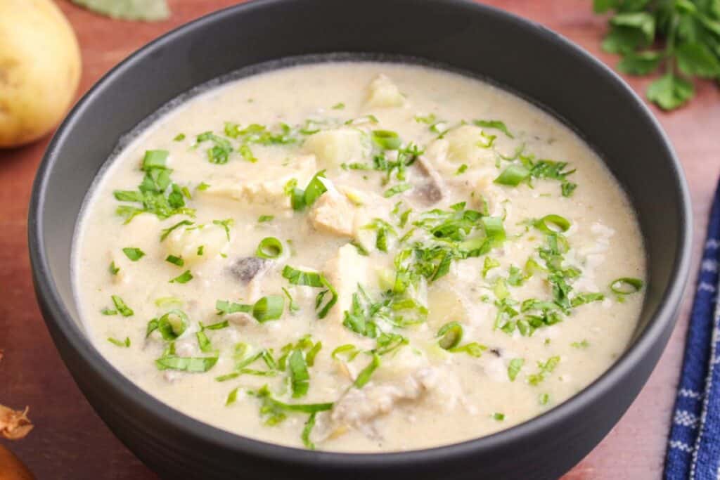 Vegan Cullen skink in bowl