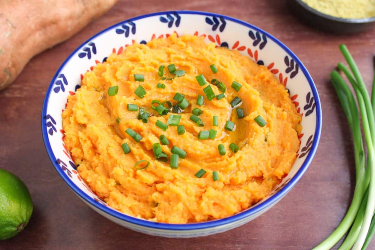 Vegan sweet potato mash in bowl