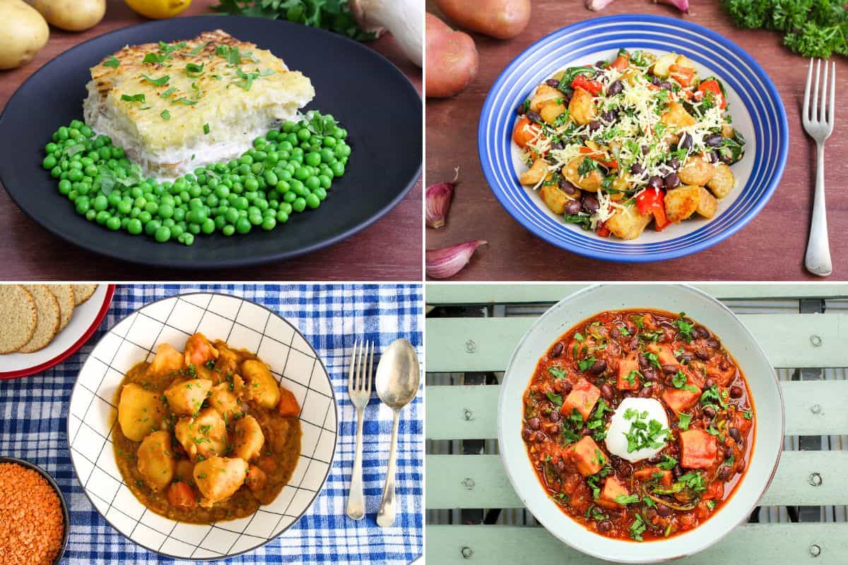 Vegan potato recipes – fish pie, breakfast hash, stovies, chilli