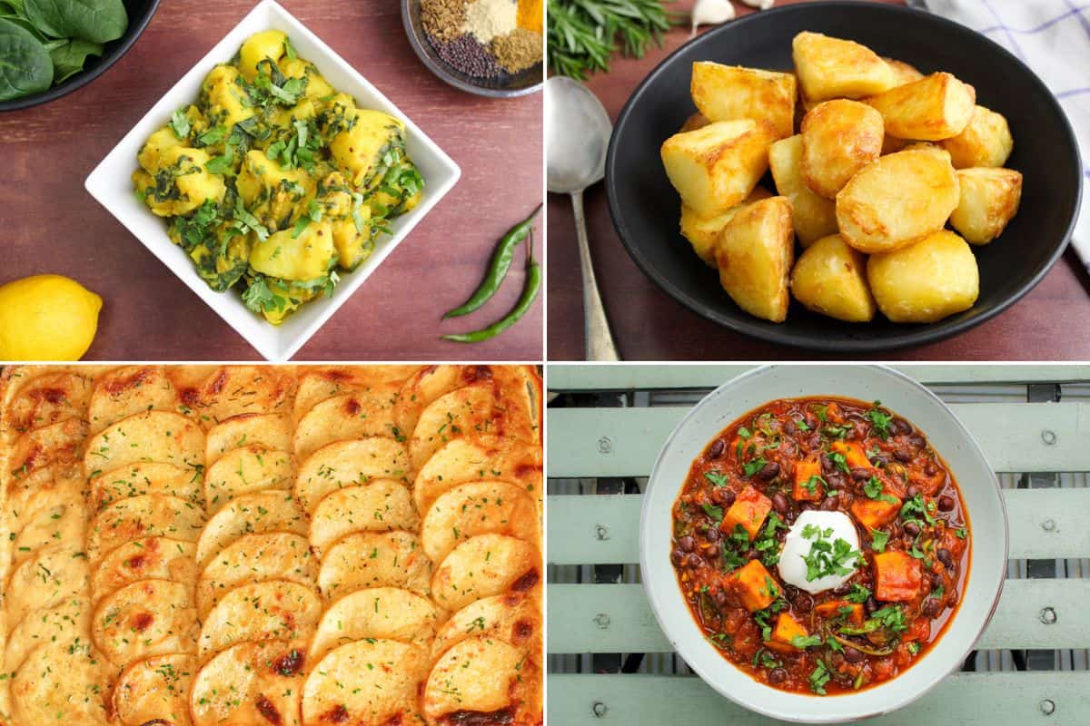 Collage of vegan potato recipes