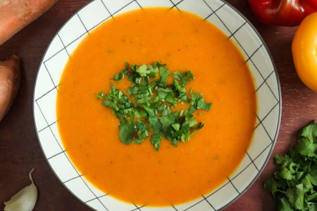 Spiced sweet potato soup with coconut milk