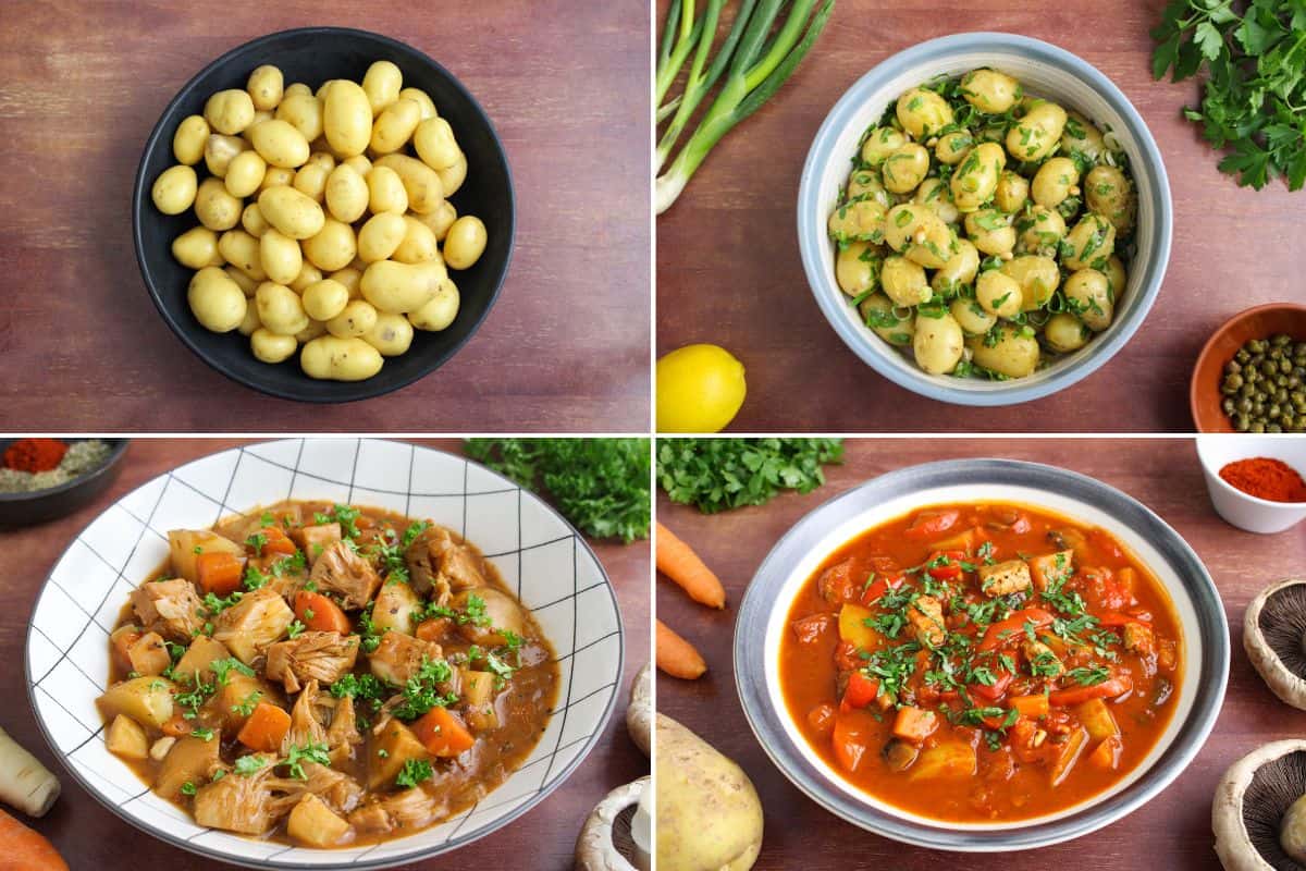 Recipes with waxy potatoes – potato salad, jackfruit stew, vegan goulash